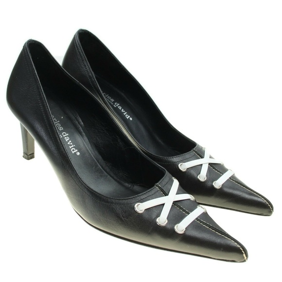 CHARLES DAVID Shoes - CHARLES DAVID by Nathalie M Black Leather Heels